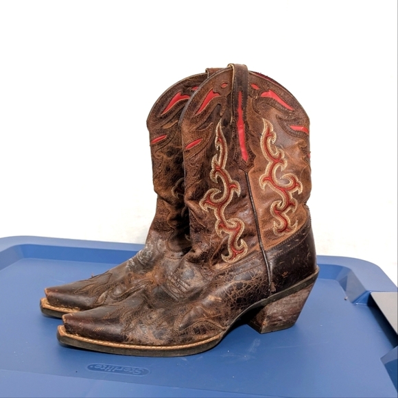 Ariat Wichita Candy Sassy Brown Red Snip Toe Heeled Cowgirl Boots Size 8 - Picture 1 of 6